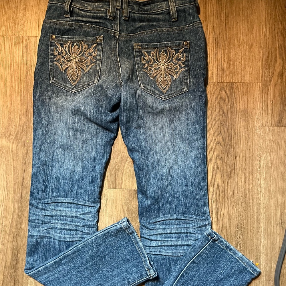 Y2K Embroidered skinny Blue Jeans